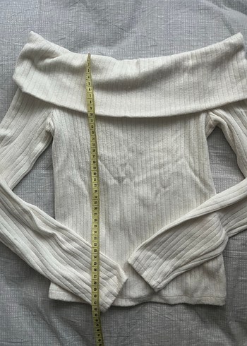 Beyaz Kadın Triko Kayık Yaka Kazak - Görsel 2