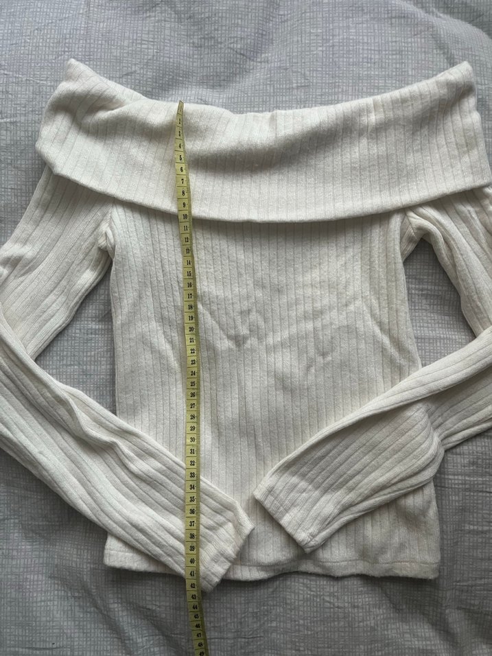 Beyaz Kadın Triko Kayık Yaka Kazak - Görsel 2