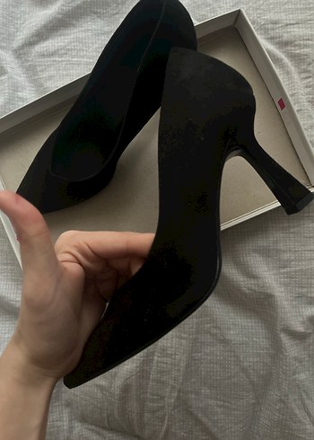 Siyah Süet Stiletto Kadın Topuklu Ayakkabı stradivarius - Görsel 2