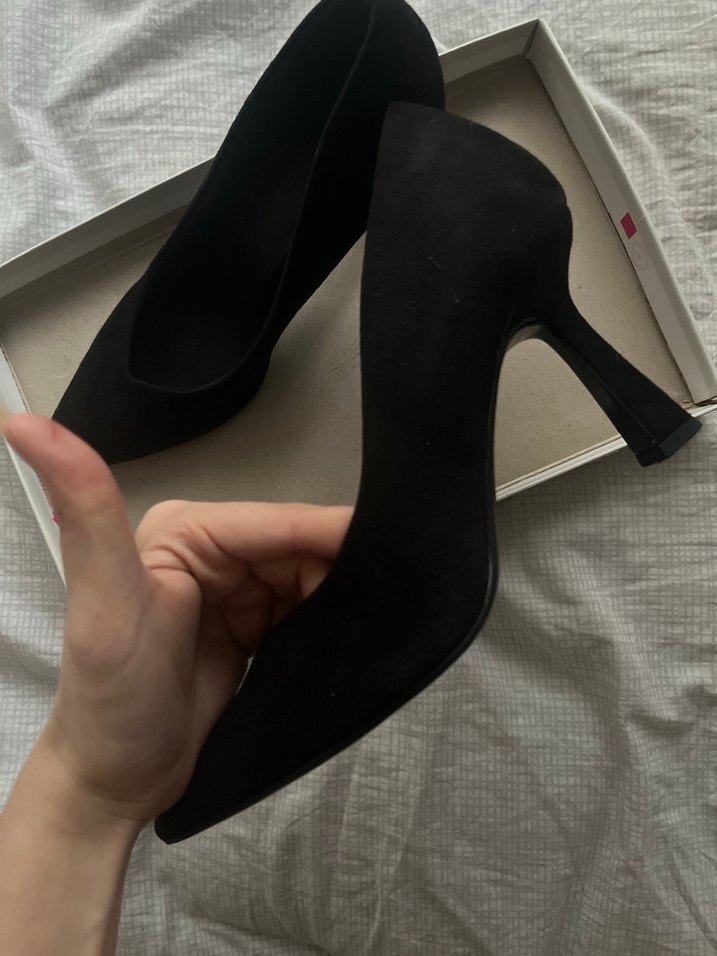Siyah Süet Stiletto Kadın Topuklu Ayakkabı stradivarius - Görsel 2