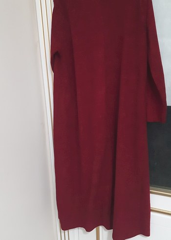 Bordo İnci İşlemeli Uzun Triko Elbise - Görsel 4