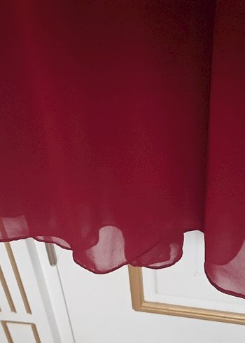 Bordo Dantel Detaylı Uzun Kadın Elbise - Görsel 4