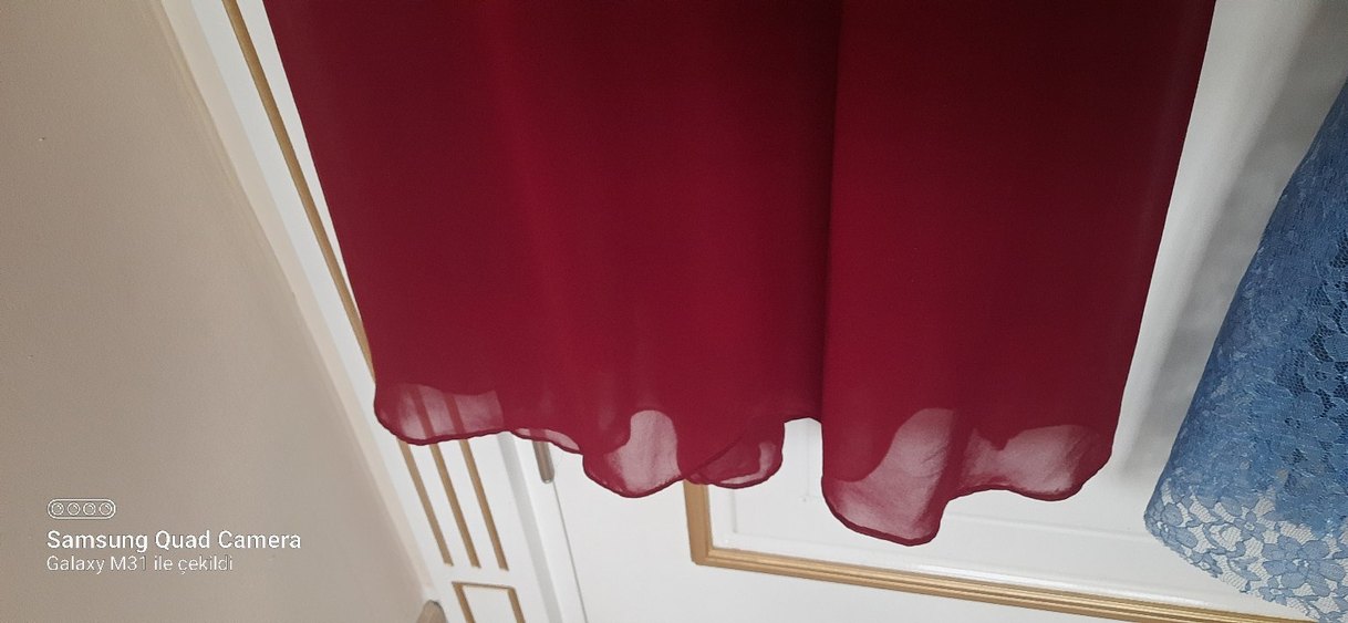 Bordo Dantel Detaylı Uzun Kadın Elbise - Görsel 4