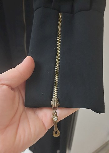 Kadın Siyah Uzun Fermuarlı Gotik ferace - Görsel 3