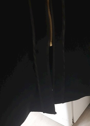 Kadın Siyah Uzun Fermuarlı Gotik ferace - Görsel 4