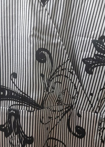 Uzun Siyah Desenli Straplez Elbise - Görsel 6