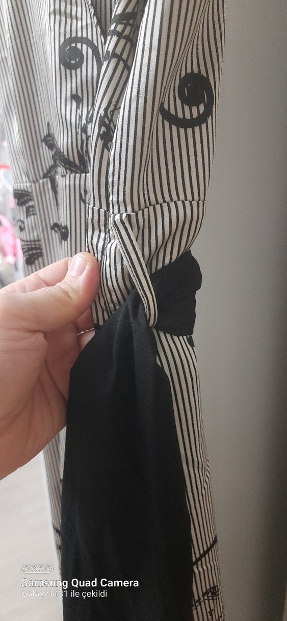 Uzun Siyah Desenli Straplez Elbise - Görsel 3