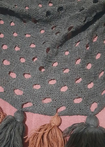 Bordo Örgü Bohem Kadın Atkı detaylı bluz - Görsel 2