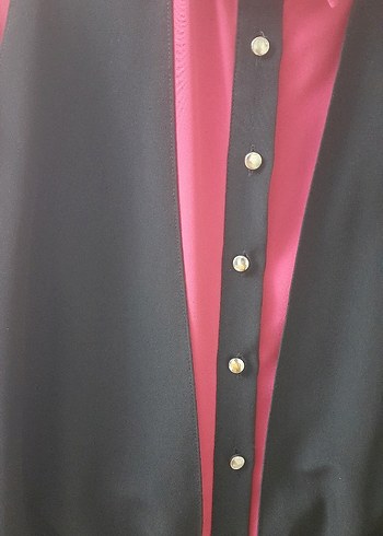 Pembe Siyah Düğmeli yelek detaylı tunik - Görsel 3