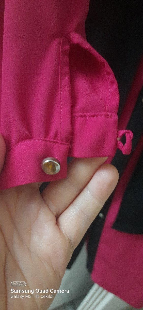 Pembe Siyah Düğmeli yelek detaylı tunik - Görsel 4