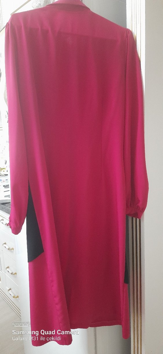 Pembe Siyah Düğmeli yelek detaylı tunik - Görsel 5