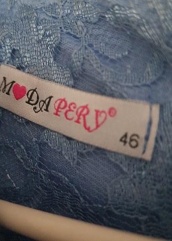 Dantel Detaylı Uzun Mavi Kadın Elbise - Görsel 3