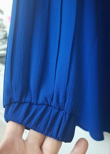 Mavi Piliseli Kadın Midi Tunik - Görsel 3