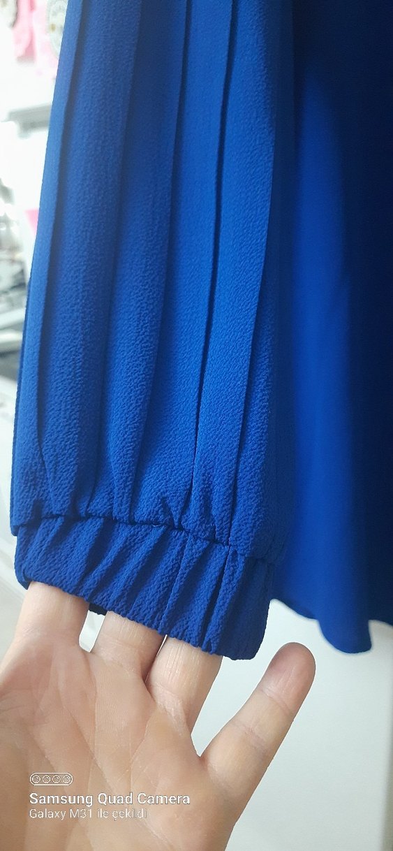 Mavi Piliseli Kadın Midi Tunik - Görsel 3