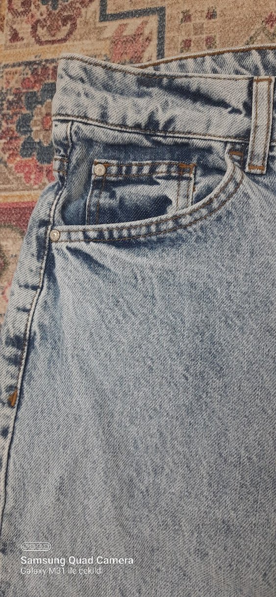 Kadın Mavi Bol Kesim Kot Pantolon - Görsel 5