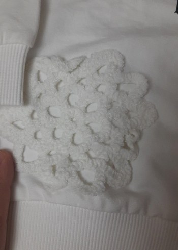 Kız Çocuk Beyaz Pamuklu Sweatshirt - Görsel 2