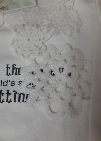 Kız Çocuk Beyaz Pamuklu Sweatshirt - Görsel 3