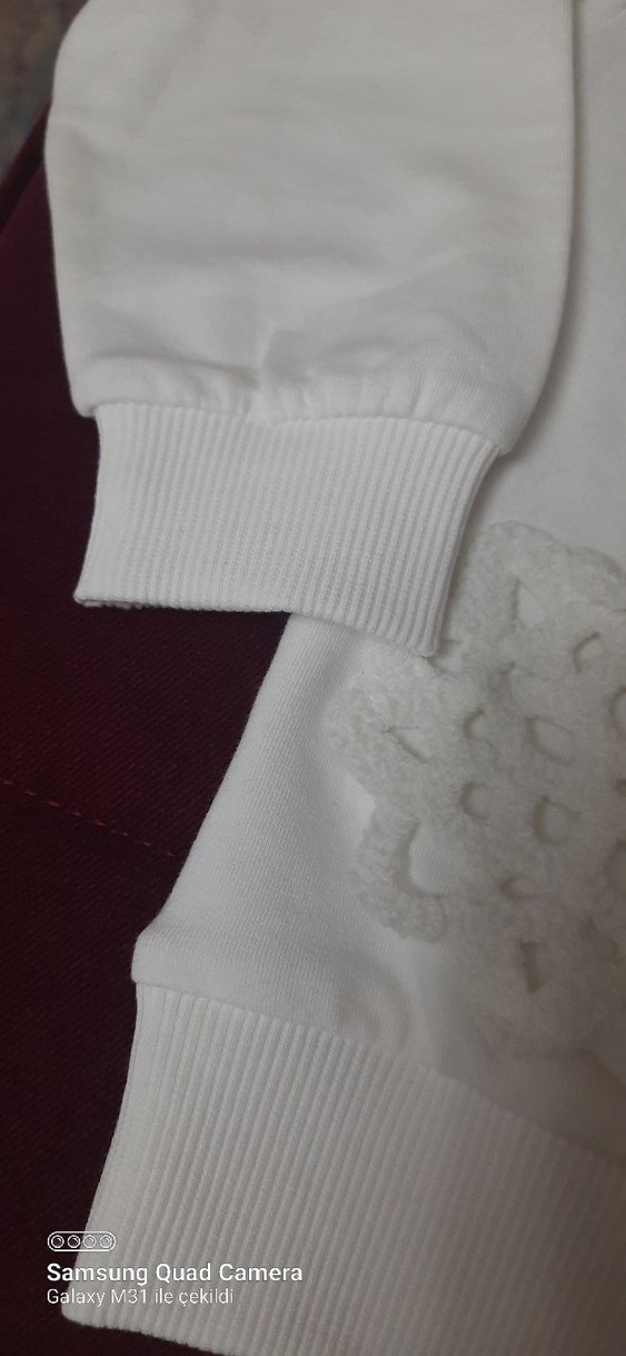 Kız Çocuk Beyaz Pamuklu Sweatshirt - Görsel 5