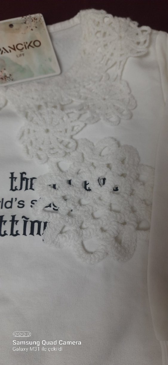 Kız Çocuk Beyaz Pamuklu Sweatshirt - Görsel 3