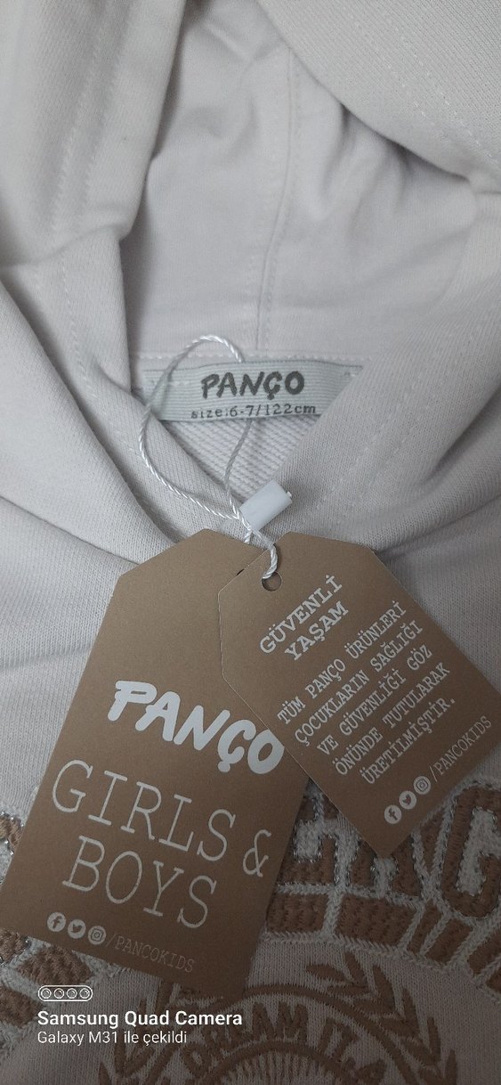 Kızlar için zincir detaylı beyaz sweatshirt - Görsel 4