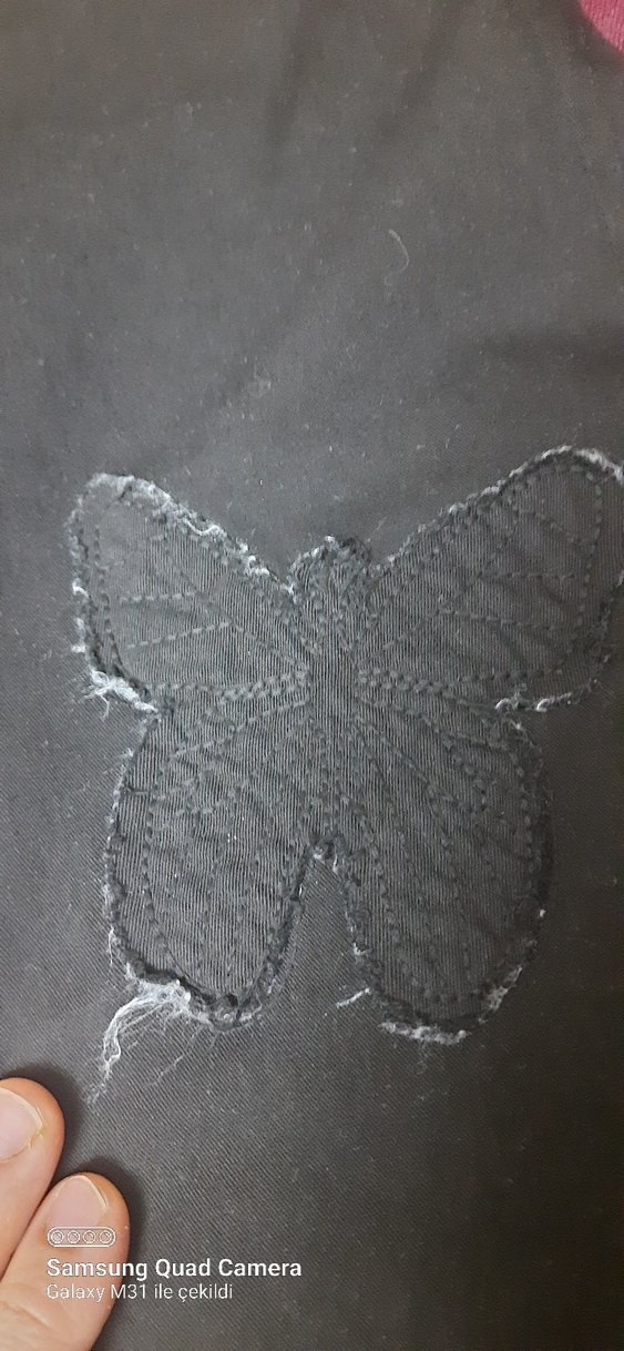 Kelebek Nakışlı Gri Kız Pantolonu - Görsel 2