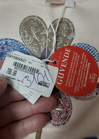 Beyaz Çiçek Desenli Kız Sweatshirt - Görsel 4