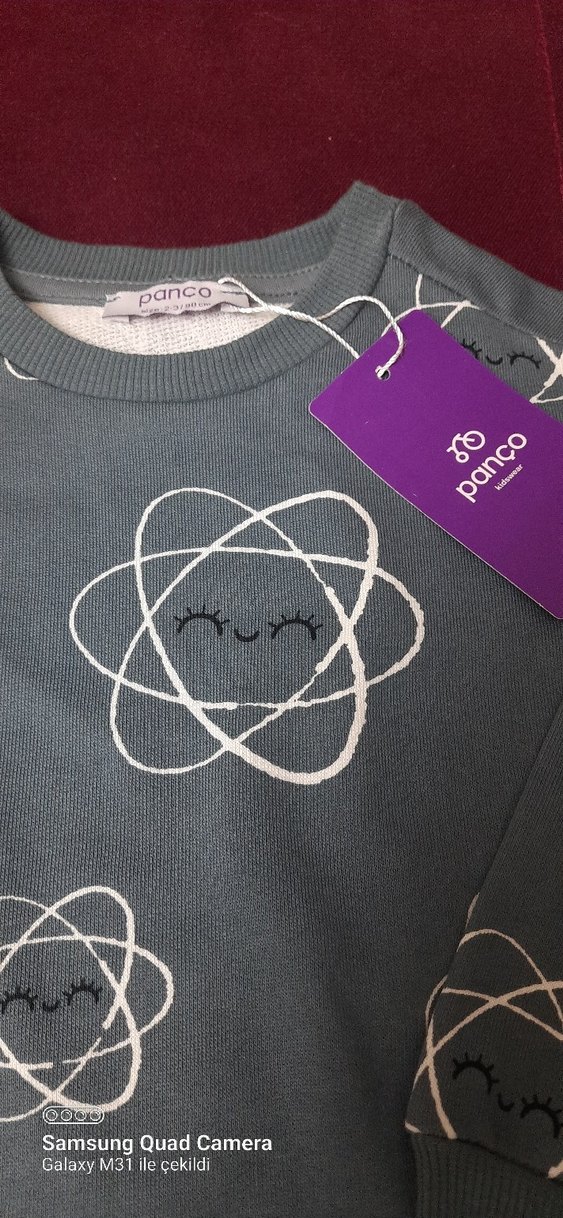 Kız Çocuk Gri Baskılı Örme Sweatshirt - Görsel 2