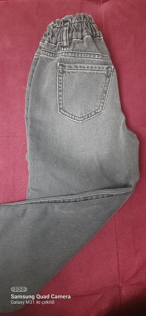 Gri kiz çocuk Denim Kemerli Dar Kesim Jean - Görsel 5