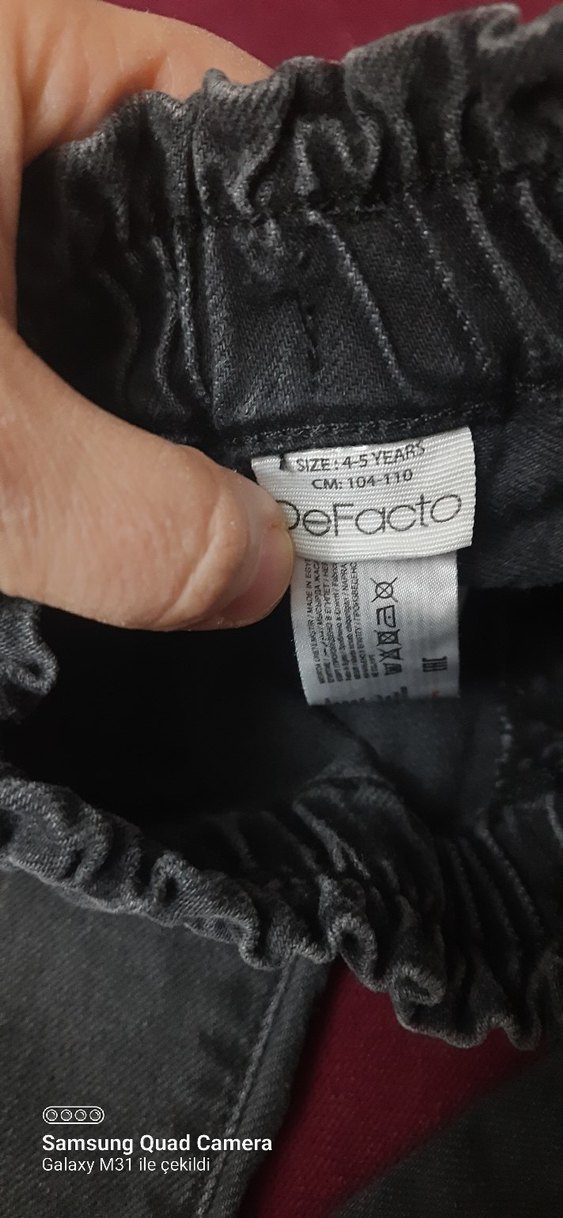 Gri kiz çocuk Denim Kemerli Dar Kesim Jean - Görsel 3