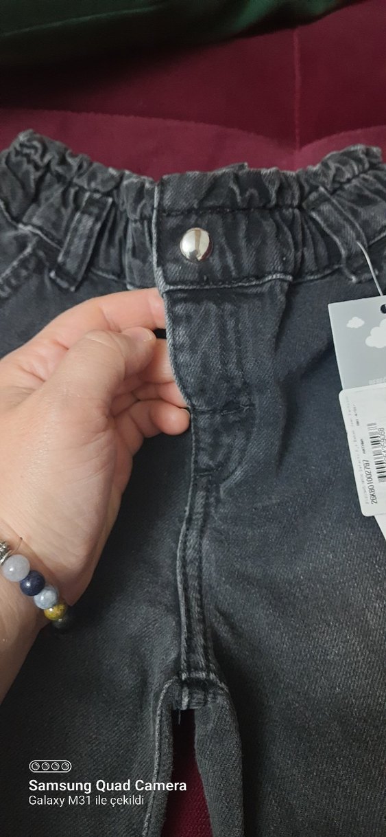 Gri kiz çocuk Denim Kemerli Dar Kesim Jean - Görsel 2