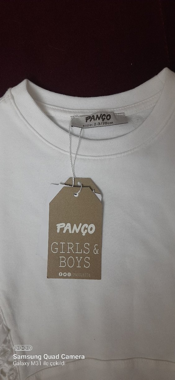 Pamuklu Beyaz Kız Sweatshirt Fırfırlı - Görsel 2