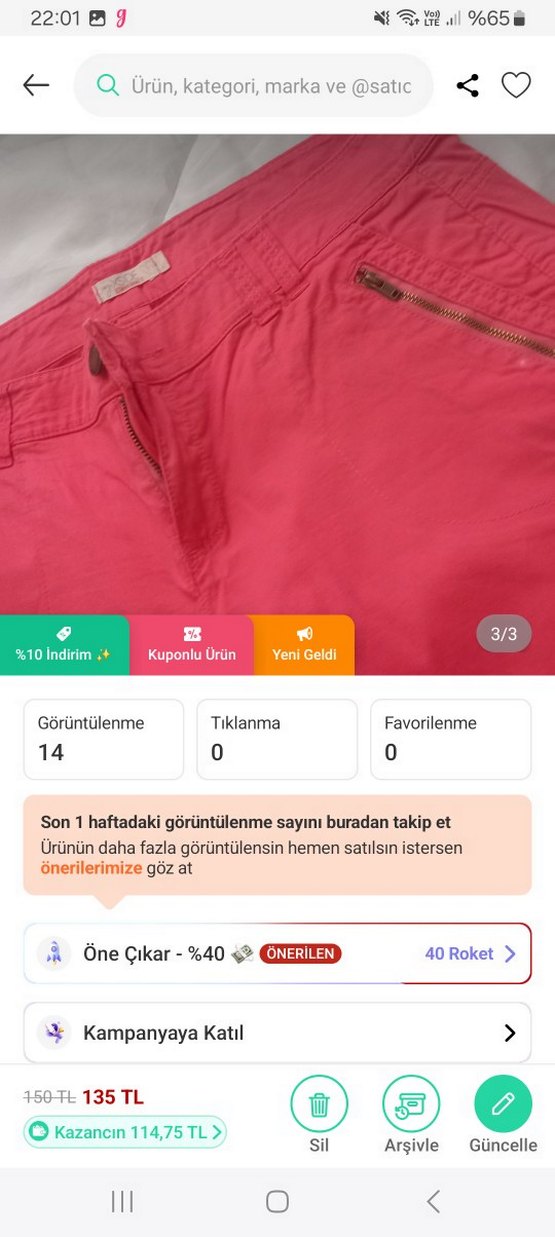 Kadın Pembe Mini Bermuda Şort - Görsel 2