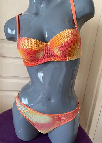 Turuncu Tie-Dye Spor Sütyeni ve Külot Takımı - Görsel 2