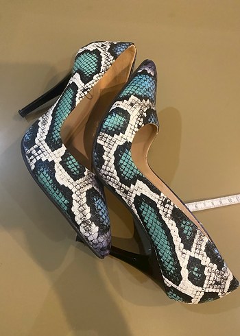 Lacivert Yılan Desenli Stiletto Topuklu Kadın Ayakkabı - Görsel 4