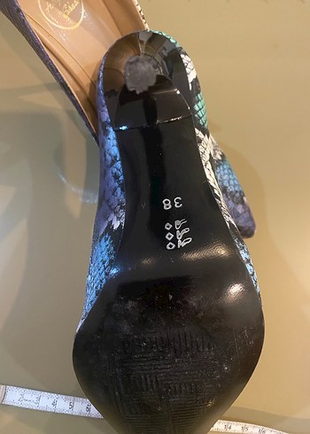 Lacivert Yılan Desenli Stiletto Topuklu Kadın Ayakkabı - Görsel 6