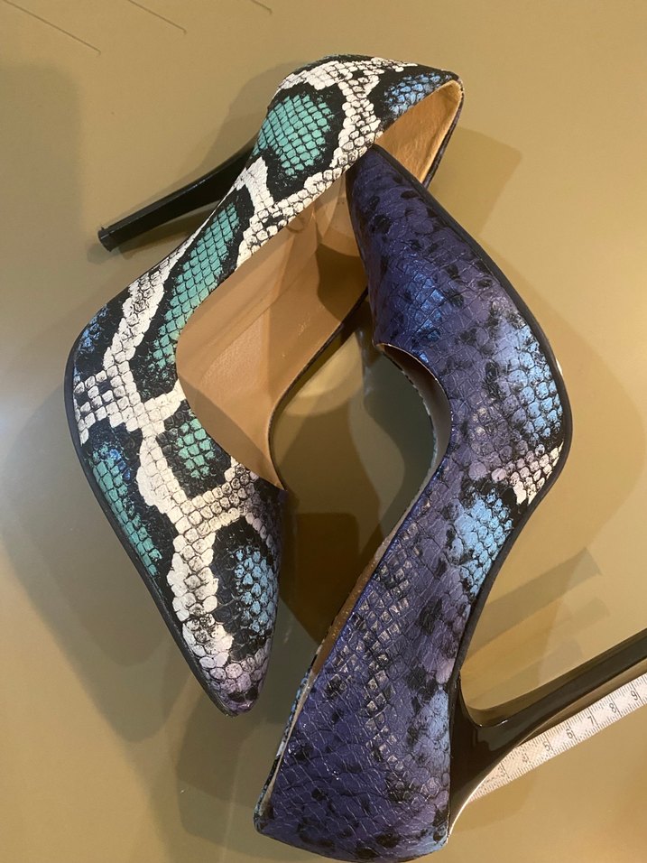 Lacivert Yılan Desenli Stiletto Topuklu Kadın Ayakkabı - Görsel 3