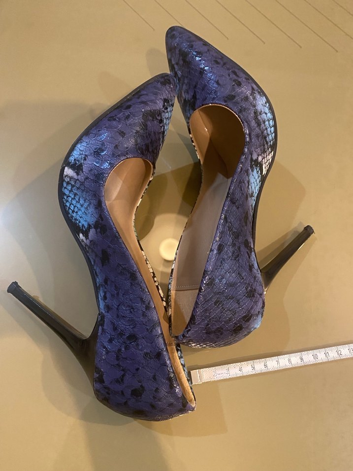 Lacivert Yılan Desenli Stiletto Topuklu Kadın Ayakkabı - Görsel 5