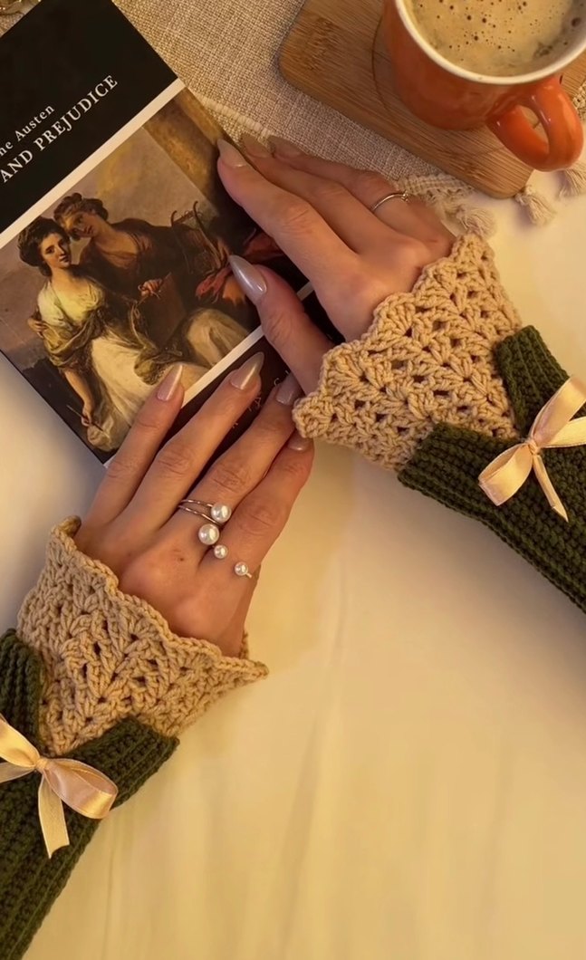 Dantel Detaylı Bohem Kadın Örgü Eldiven - Görsel 2