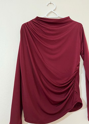Trendyol & Milla Bordo Drapeli Uzun Kollu Kadın Bluz