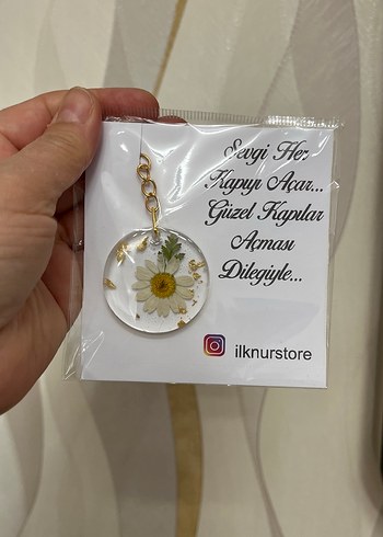 Beden altın Renk Epoksi papatya anahtarlık