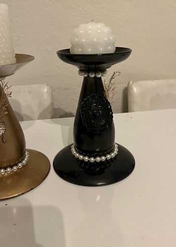 Siyah ve Altın Renkli Mumluk Seti - Görsel 4