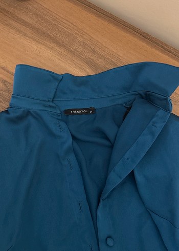 Düğmeli Mavi Hamile Bluzu - Görsel 3