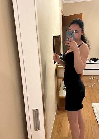 Siyah Strappy Midi Kadın Abiye Elbise - Görsel 3