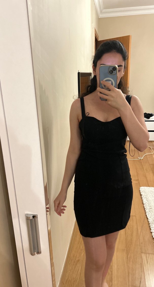 Siyah Strappy Midi Kadın Abiye Elbise - Görsel 2