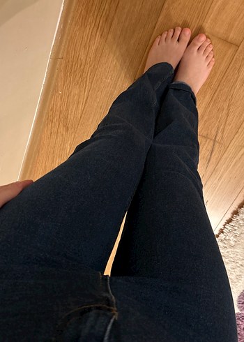 Koyu kot Kadın Slim Fit Midi Jean - Görsel 4