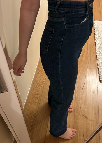 Koyu kot Kadın Slim Fit Midi Jean - Görsel 3