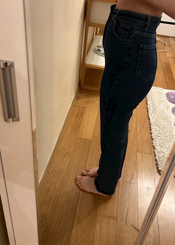 Koyu kot Kadın Slim Fit Midi Jean - Görsel 2