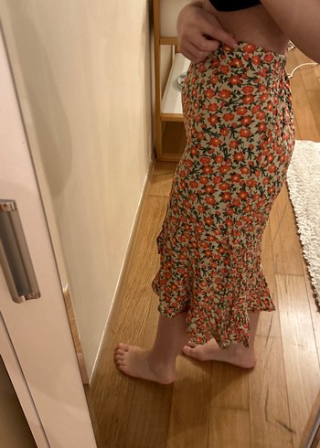 Çiçek Desenli Bohem Midi Etek - Görsel 3