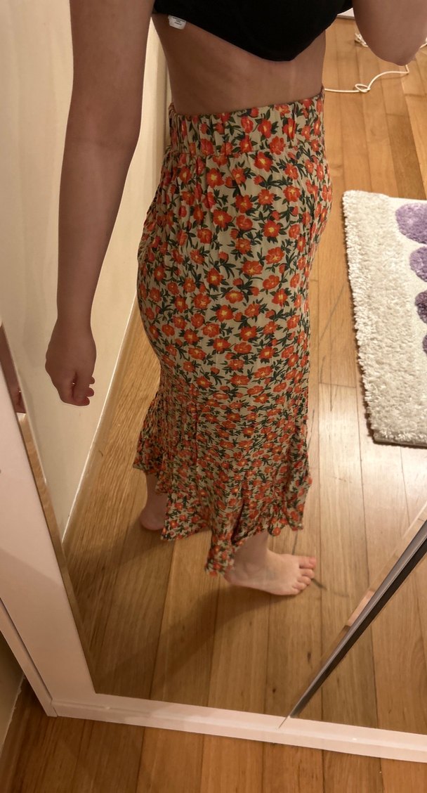 Çiçek Desenli Bohem Midi Etek - Görsel 4