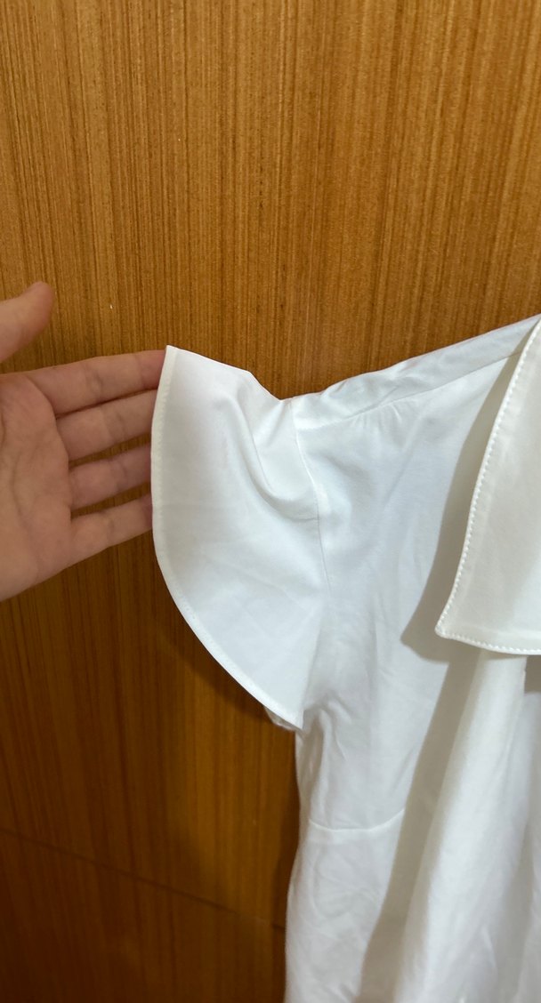 Beyaz Kısa Kollu Düğmeli Kadın Gömlek - Görsel 2